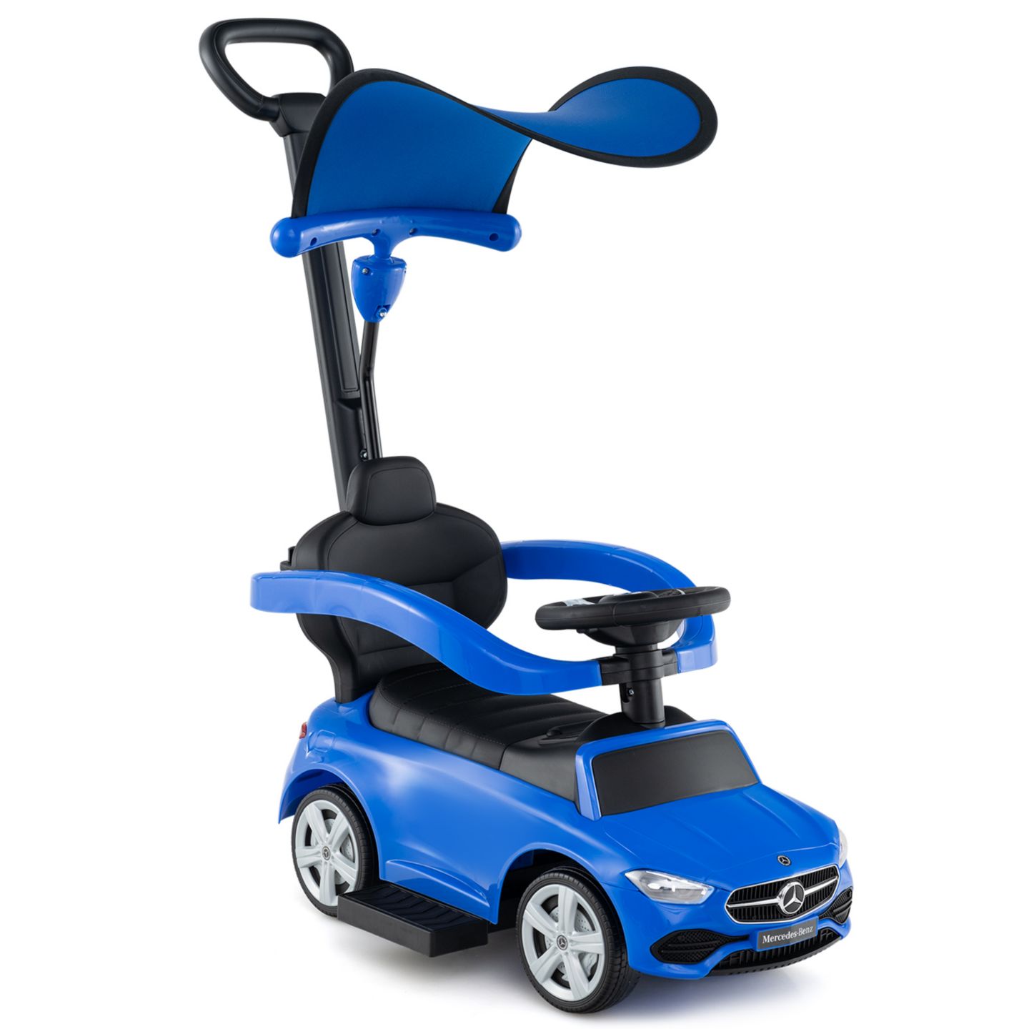 Детская игрушка Costway 3 in 1 Mercedes Benz Ride-On Push Car, Ages 18-36 Months, цвет: Синий — фото 11