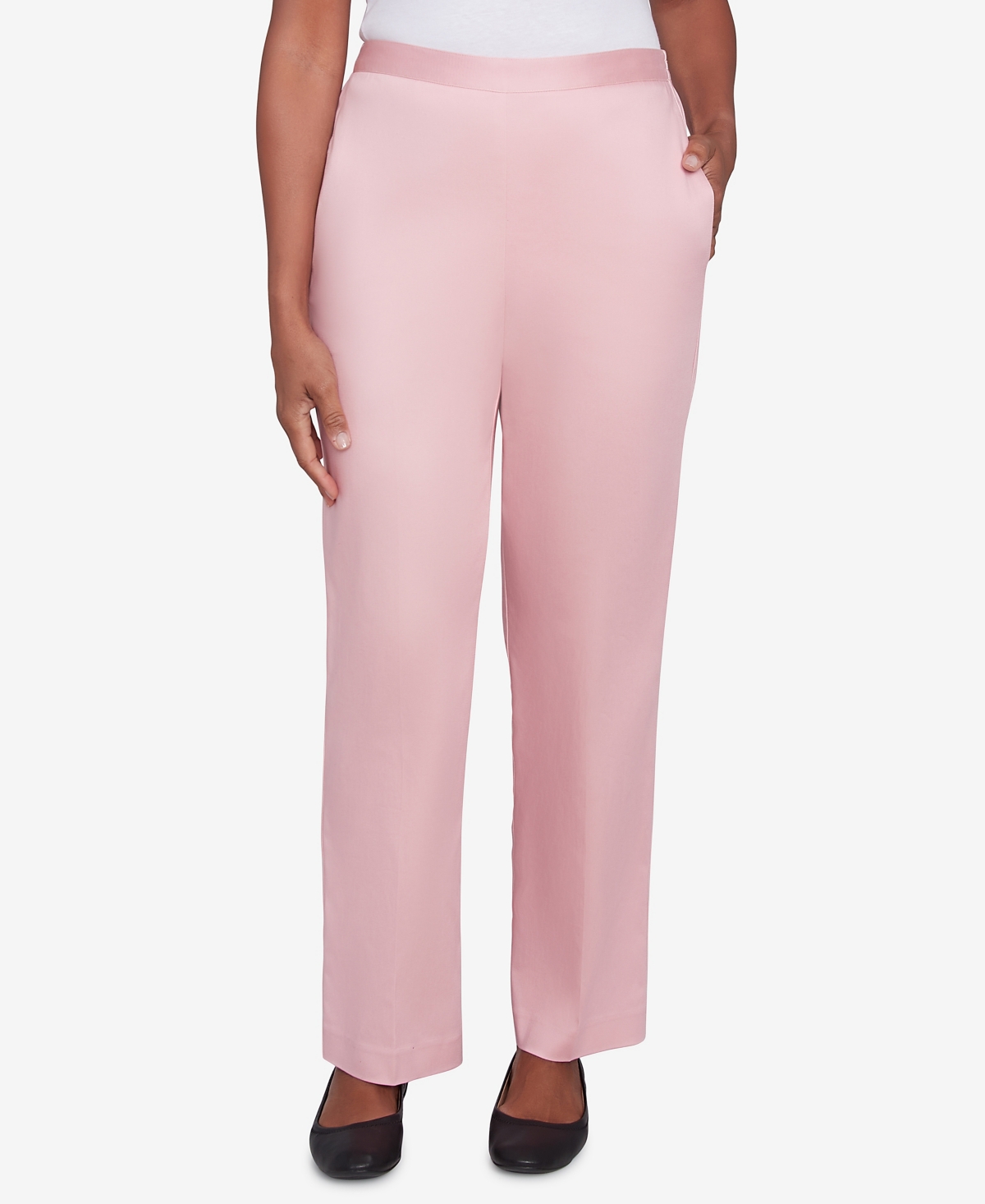 Alfred Dunner Petite Telluride Millennium Faux Fly Front Short Length Pants In Rose