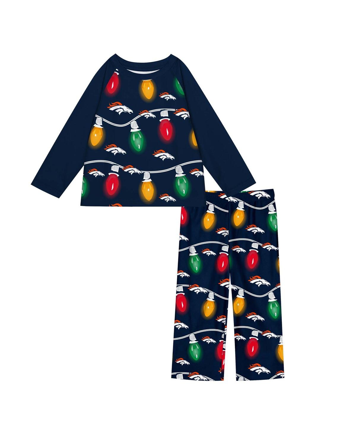 Outerstuff Toddler Dallas Cowboys Two-piece Garland Holiday Long Sleeve Pajama Set In Navy