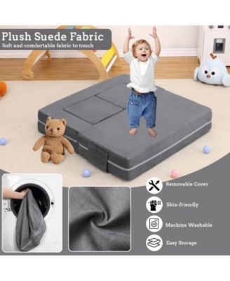 Kids Play Couch, 3Pcs Modular Kids Couch Toddler Couch for Playroom Bedroom Furniture, Convertible Foam Kids Play Sofa with Removable Cover