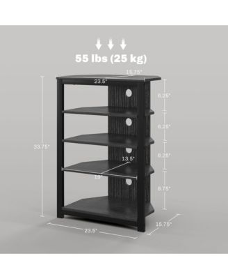 TV Sd with 4-Tier Storage Shelves and Steel Frame,
