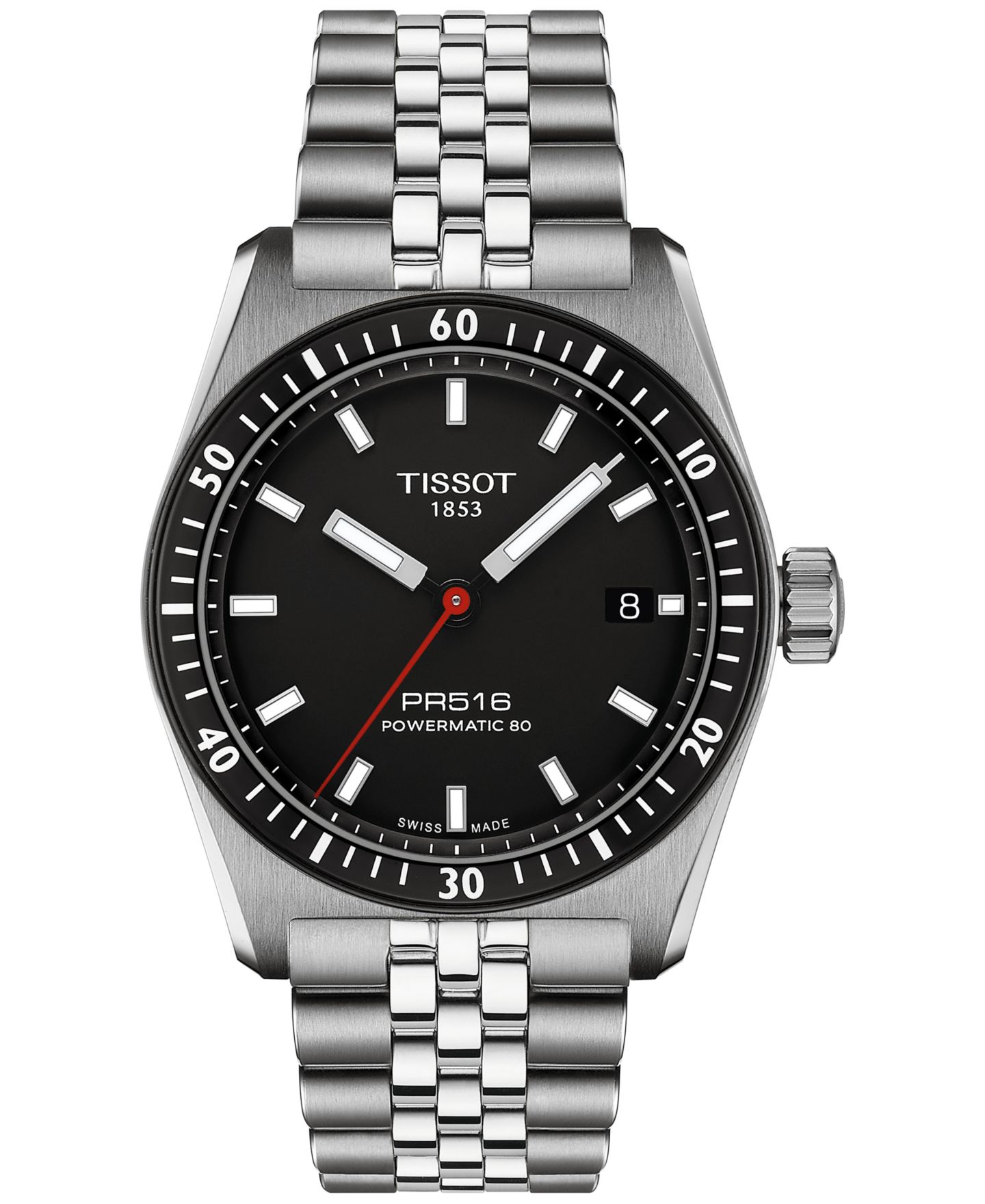 Мужские часы Tissot Swiss Automatic PR516 Powermatic 80 Stainless Steel Bracelet Watch 38mm — фото 1