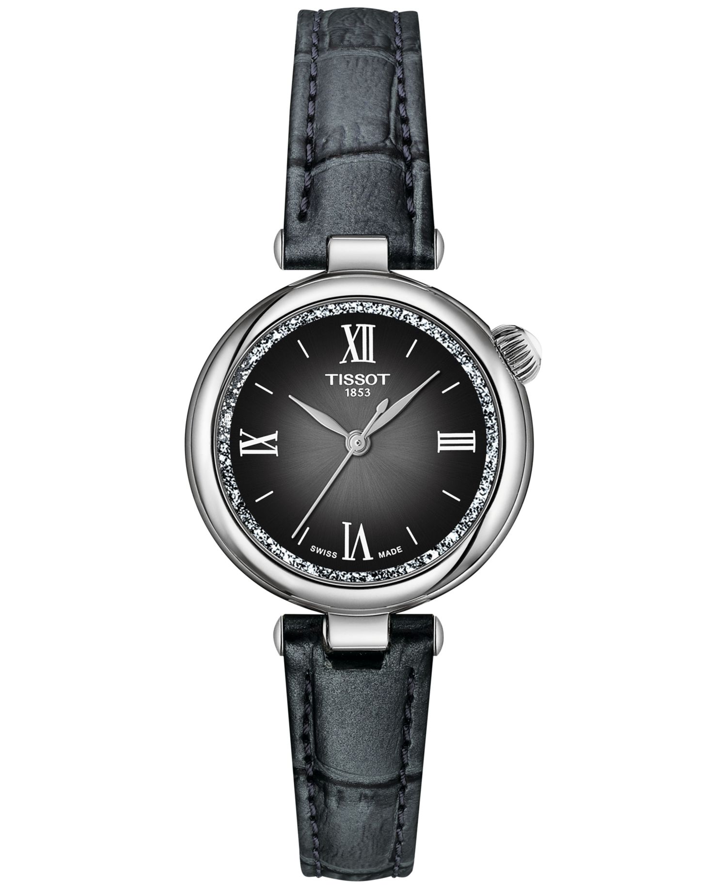 Women's Swiss Desir Black Leather Strap Watch 28mm