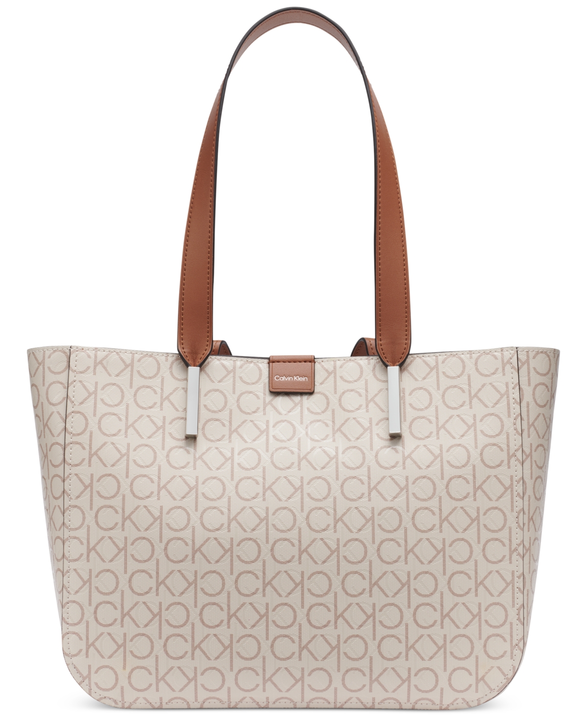 Calvin Klein Audrey Signature Medium Tote Bag In Van Khk,caramel