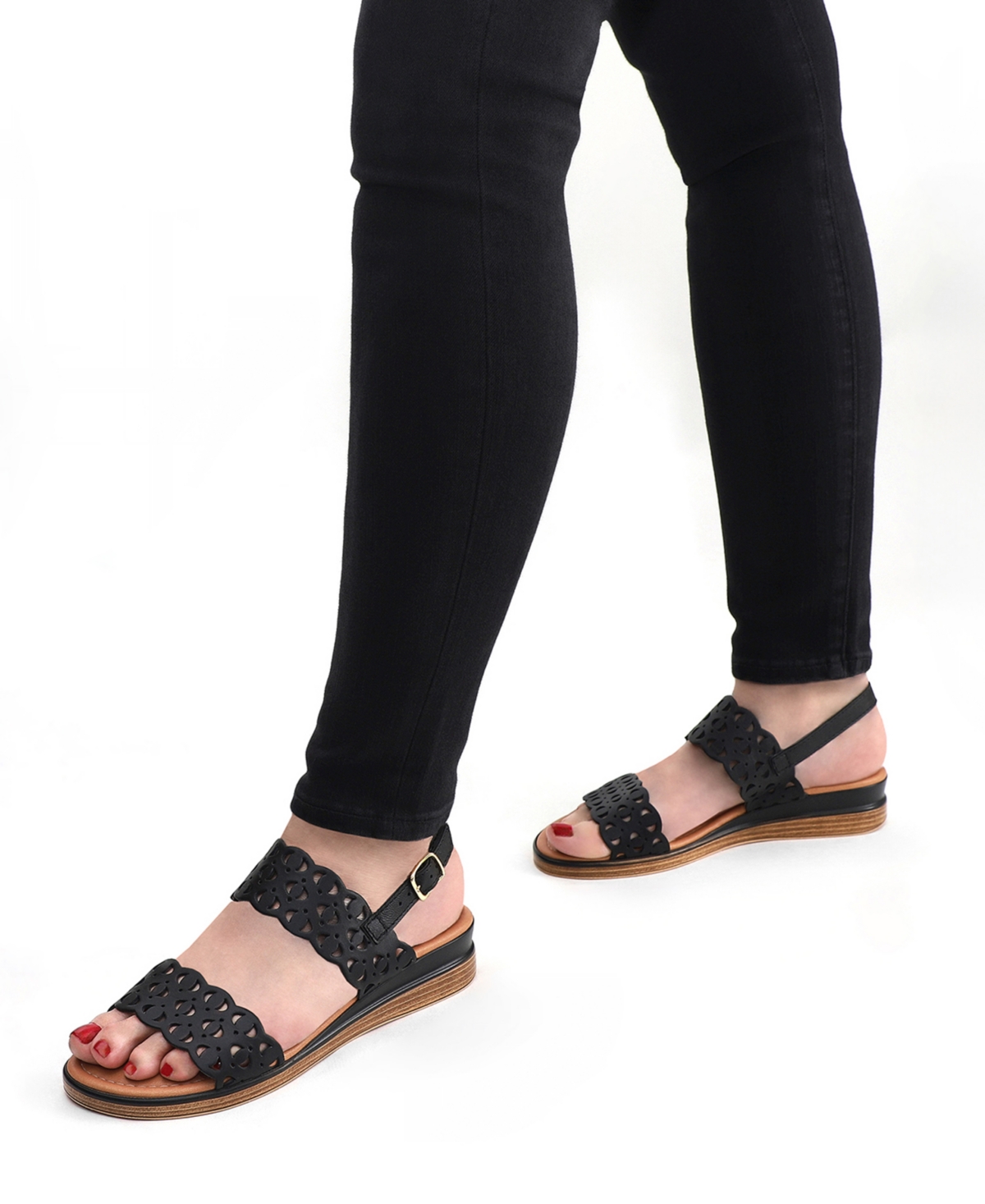 Bella Vita Women's Zoe-italy Wedge Sandals In Black Leather