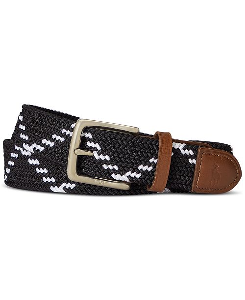 alfani Polo Ralph Lauren Men's Leather-Trim Webbed Belt Men's Fashion & Accessories