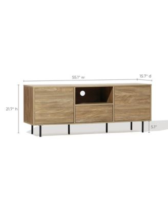 Mid-Century Modern Wave 2-Door 1-Drawer TV Console with Metal Legs