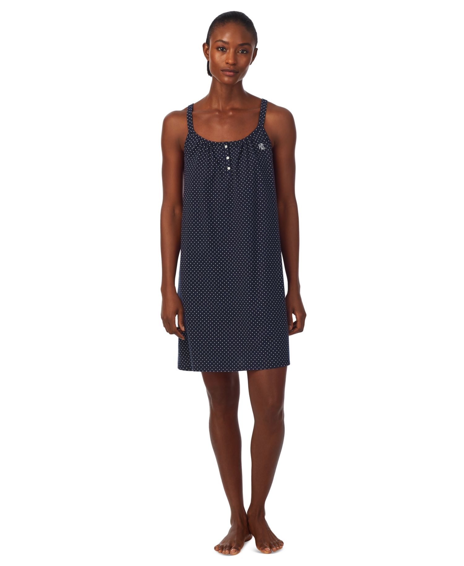 Cotton Knit Double-Strap Nightgown