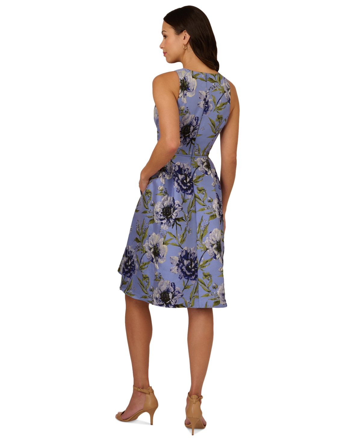 ADRIANNA PAPELL WOMEN'S SLEEVELESS FLORAL-EMBROIDERED DRESS 