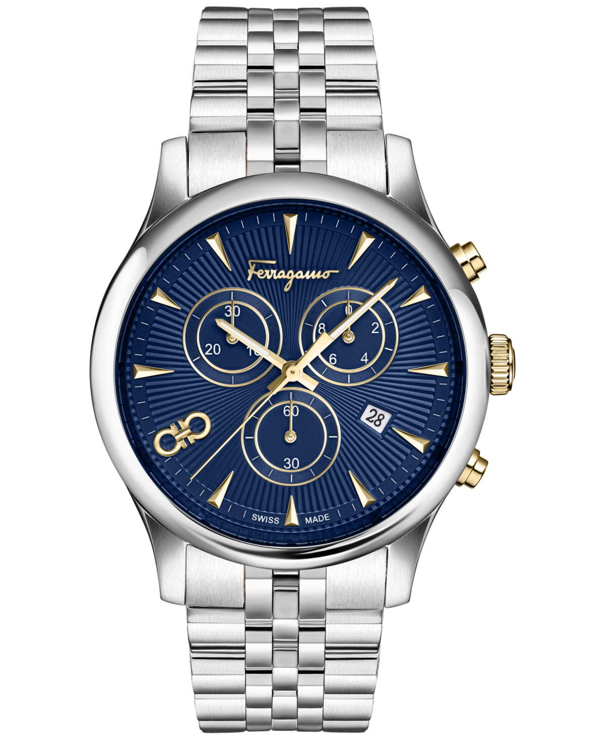 Ferragamo Men's Swiss Chronograph Duo Stainless Steel Bracelet Watch 42mm In Stainless