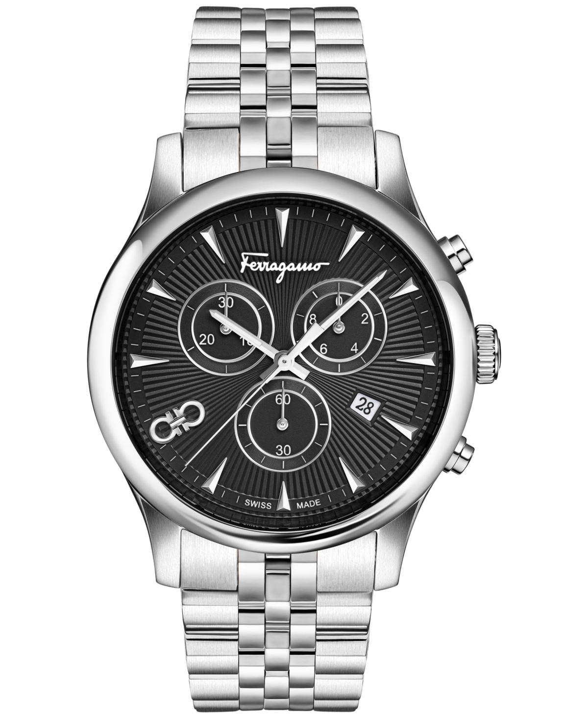 Ferragamo Men's Swiss Chronograph Duo Stainless Steel Bracelet Watch 42mm In Stainless