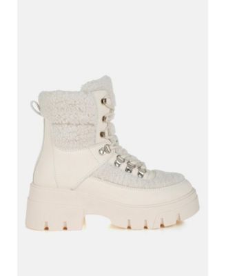 Wellerman Faux Fur Detail Chunky Hiker Boots