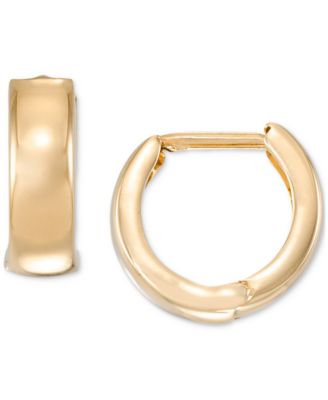 Polished Wide Huggie Hoop Earrings in 10k Gold