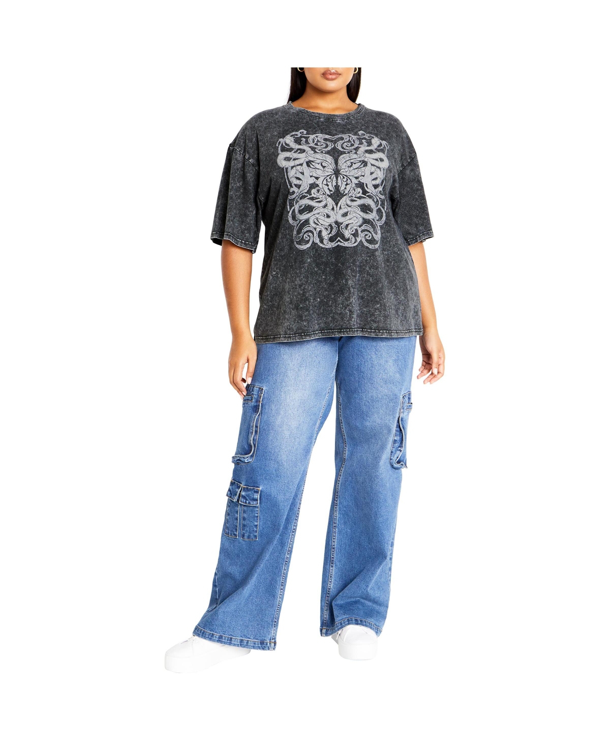 City Chic Plus Size Oversized Wash Tee
