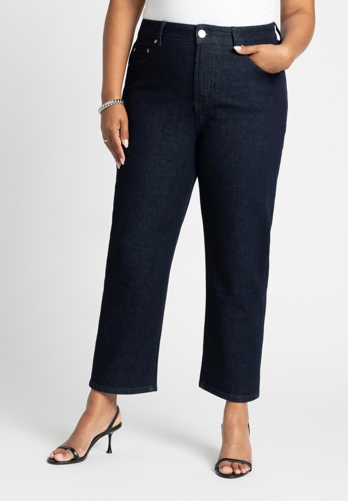 Eloquii Plus Size The Naomi Comfort Stretch Straight Leg Jean Crop