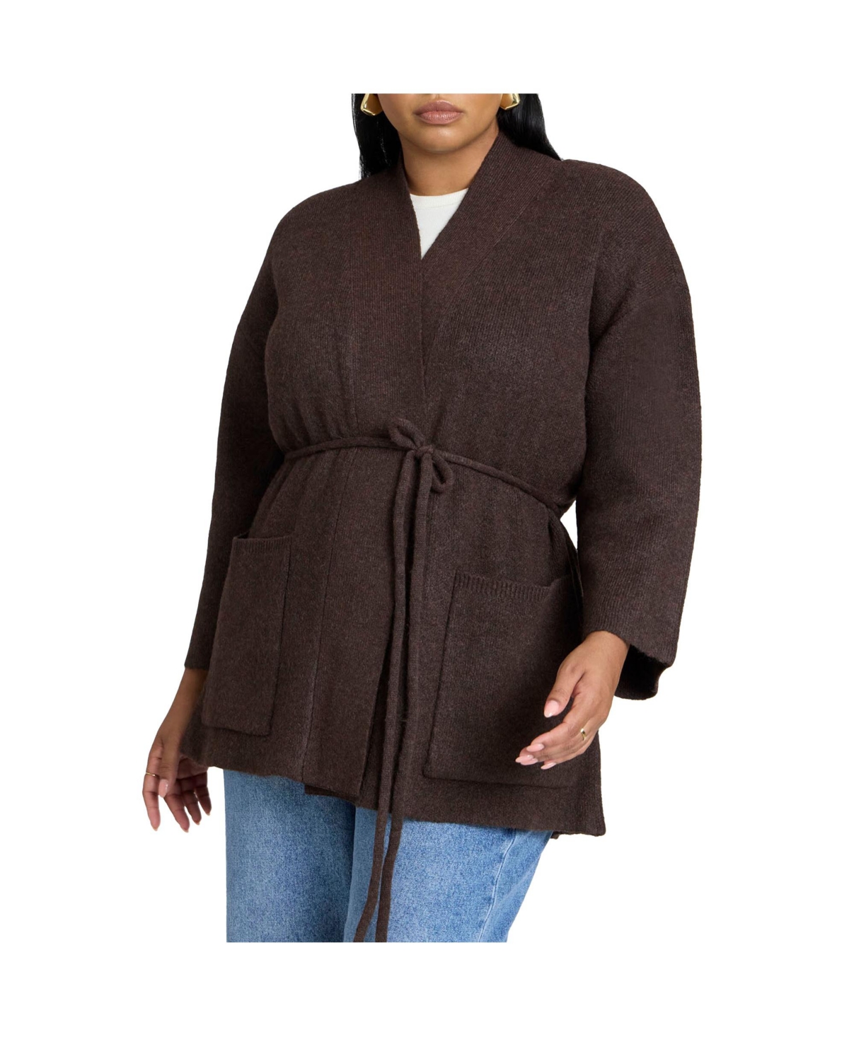 Women's Plus Size Cardigan Jacket - Chocolate