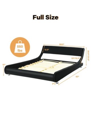 Full Size Faux Leather Upholstered Platform Bed Adjustable Headboard