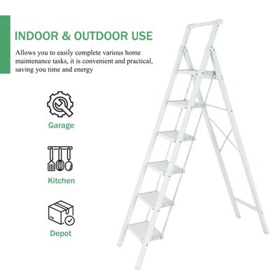 6 Step Stool Folding Step Stool with Handrails, Sturdy Step Stool for Adult, Gorilla Ladders 500LBS Capacity Sturdy& Portable Ladder for Home Kitchen Library Office