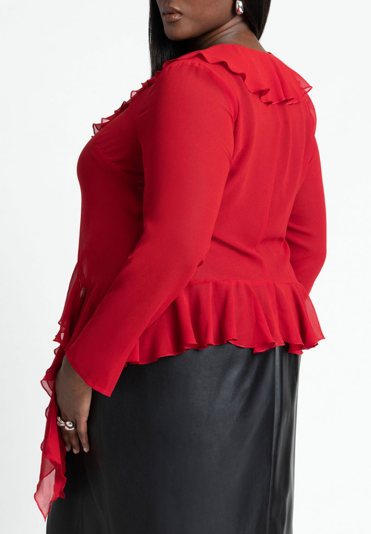 Eloquii Plus Size Ruffle Trim Blouse