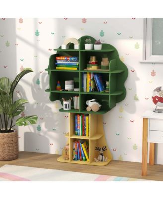 Tree Bookcase Kids 6-Tier Toy Storage Organizer with Open Storage Shelves