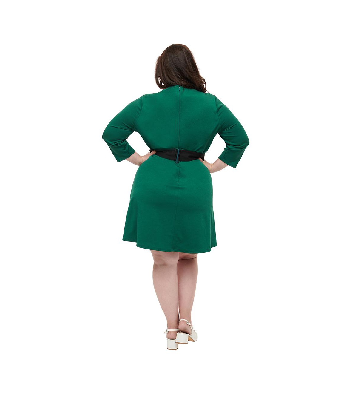 Unique Vintage Plus Size Belted A Line Mini Dress