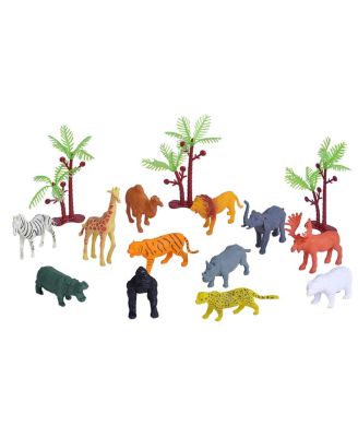 Bucket Mini Animal Figurines, 15 Pieces