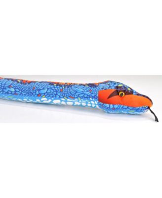 Plush Snake Blue Orange Stuffed Animal, 54 Inches