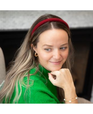 Padded Thin Velvet Headband - Crimson Red