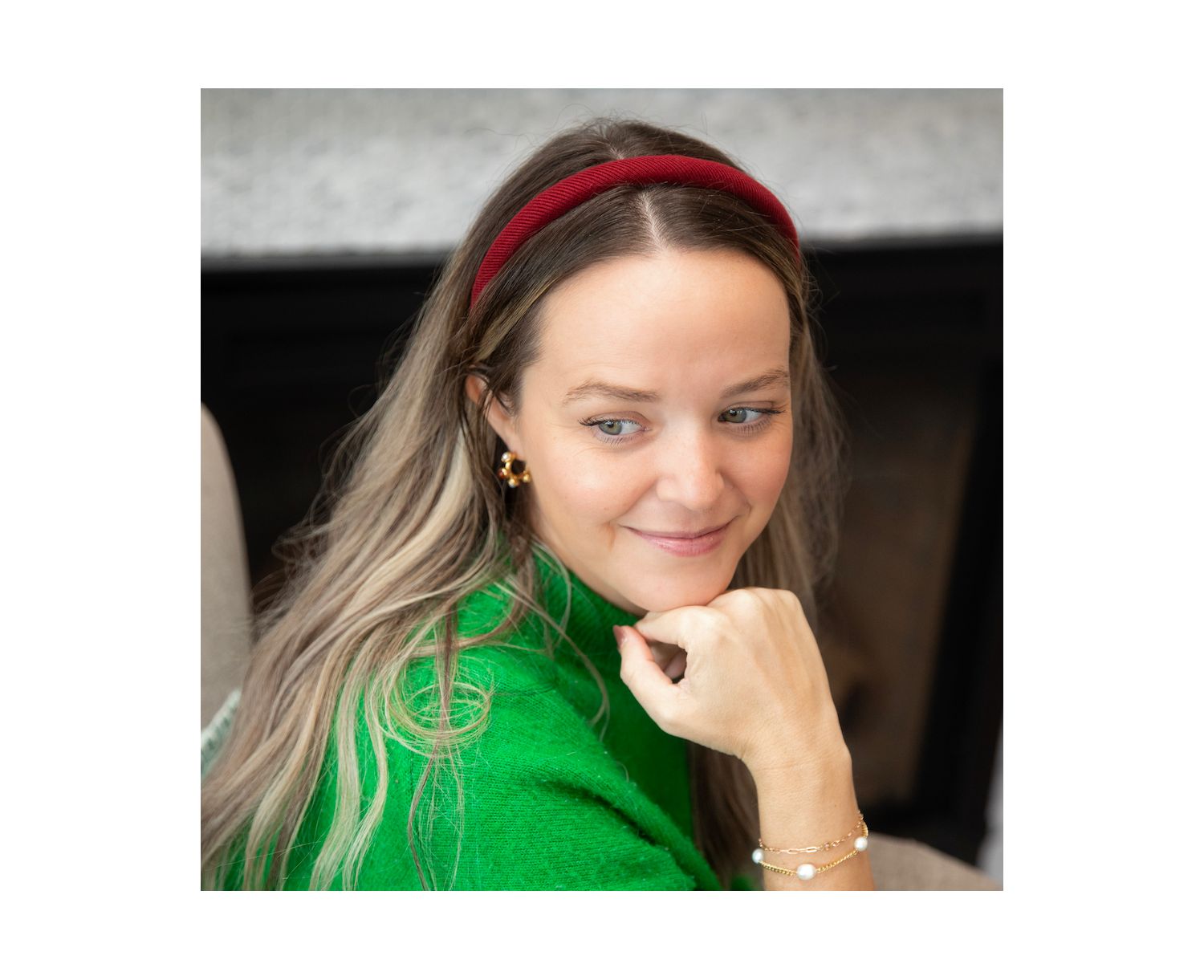 Padded Thin Velvet Headband - Crimson Red