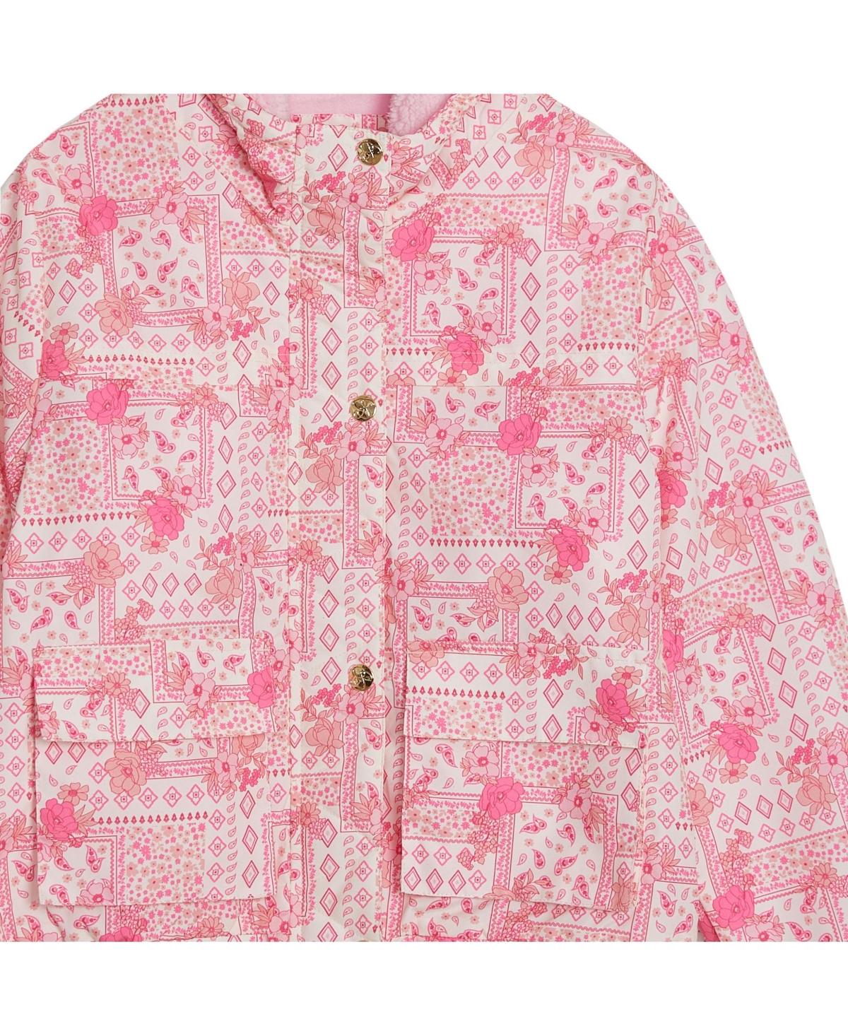 Jessica Simpson Toddler Girls Bandana Printed Midweight Fleece Lined Jacket