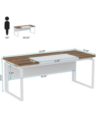63" MDF & Metal Conference Table with Splicing Board – Modern Meeting Desk