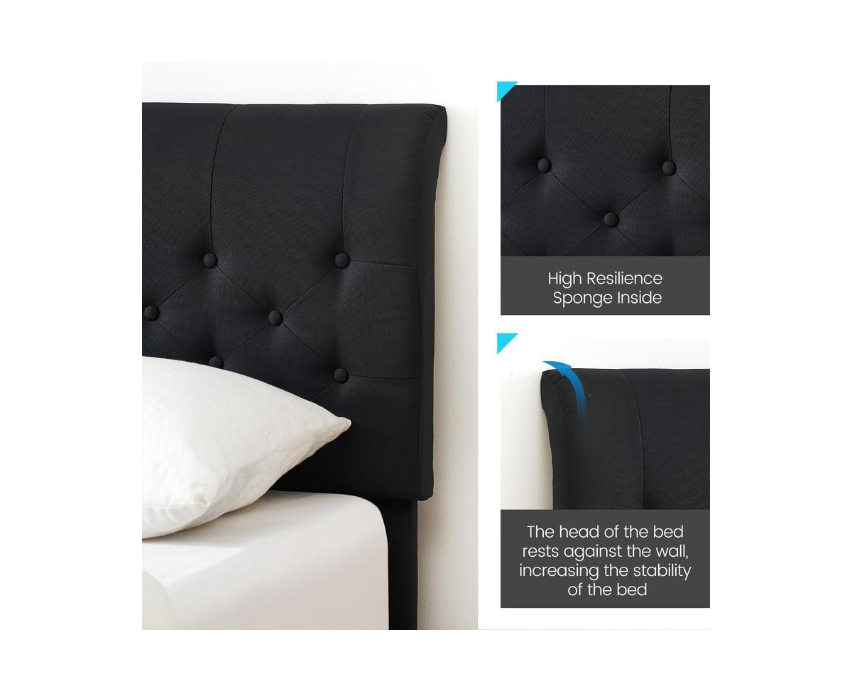 gaomon Size Platform Bed Frame, Modern Balck Upholstered Bed Frame with Adjustable Headboard, Button Tufted Decor, Noise Free Wood Slats Mattres