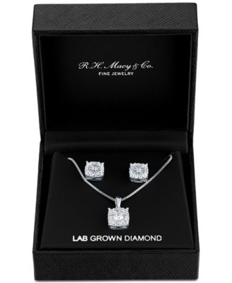 2-Pc. Set Lab Grown Diamond Pendant Necklace & Matching Stud Earrings (1 ct. t.w.) in Sterling Silver
