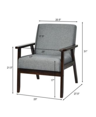 Retro Modern Classic Linen Wide Accent Chair with Espresso Wood Frame