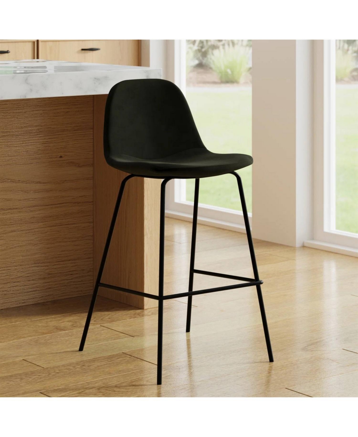 Slickblue Set of 2 - Modern Counter Height Barstool with Low Back Fabric Seat