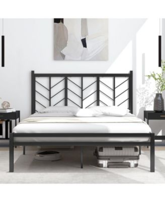 Queen Size Platform Bed with Headboard and Metal Frame-Queen Size