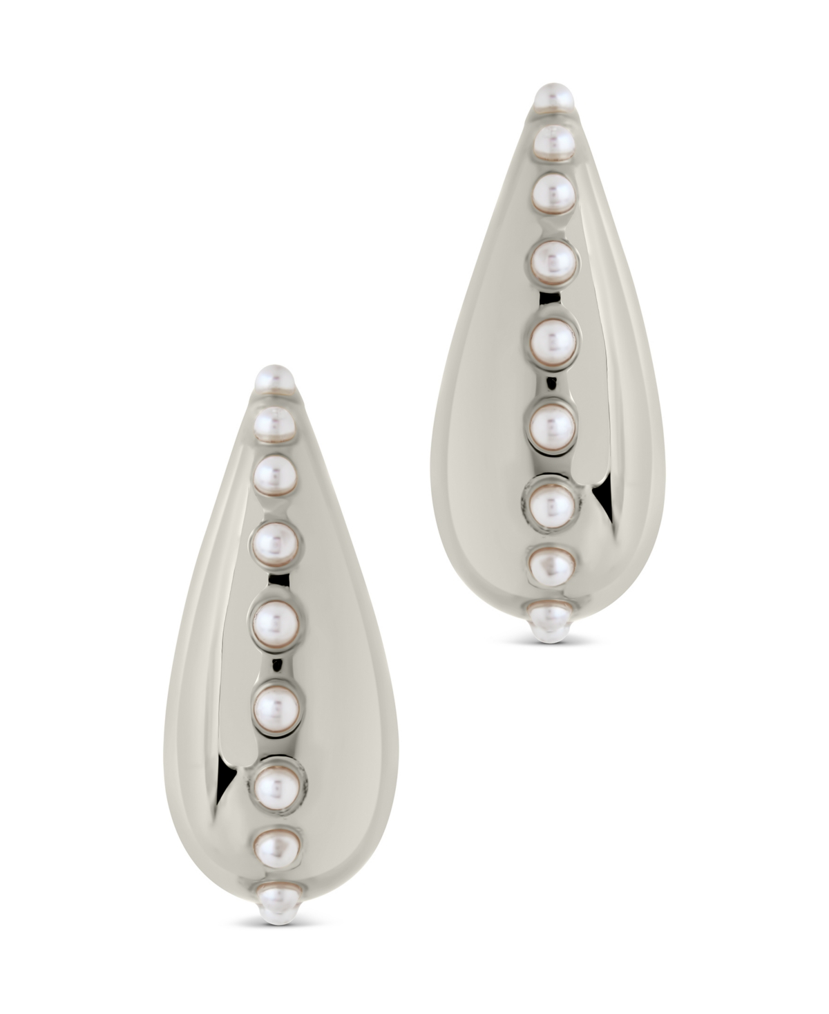 Sterling Forever Raze Mother Of Pearl Studded Drop Earrings In Silver