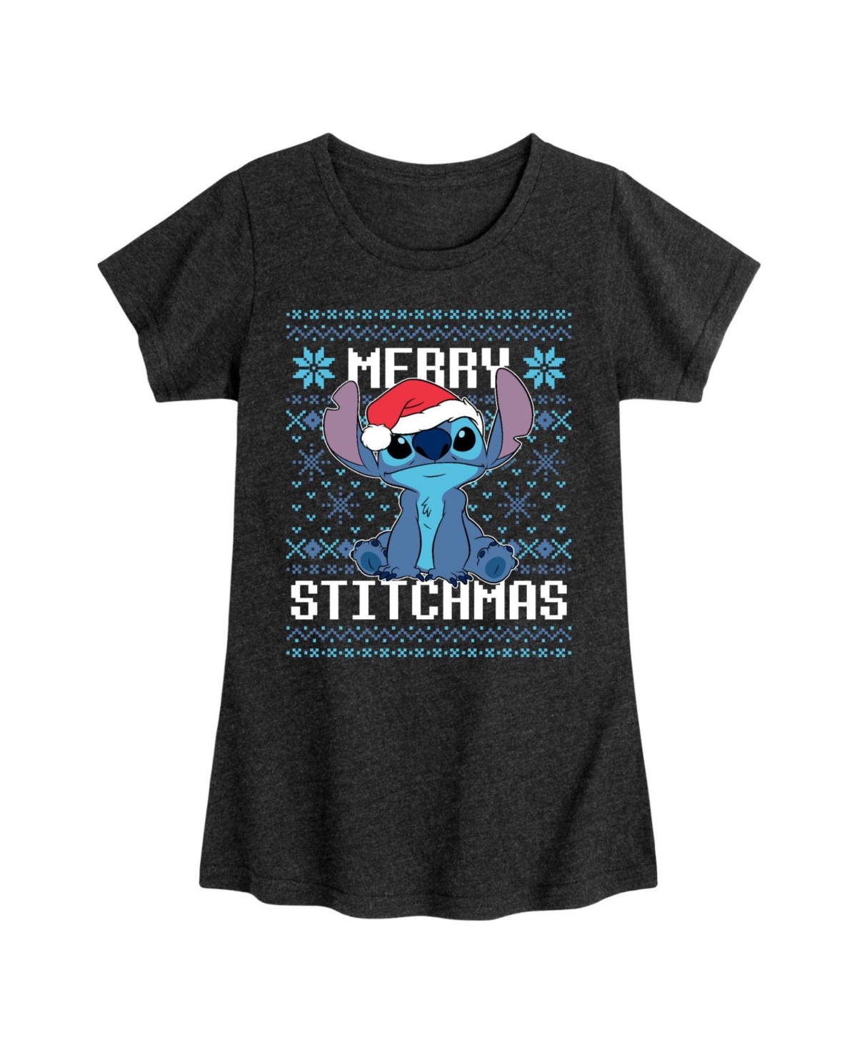 Disney Big Girls Stitchmas Graphic Short Sleeve Tee In Black