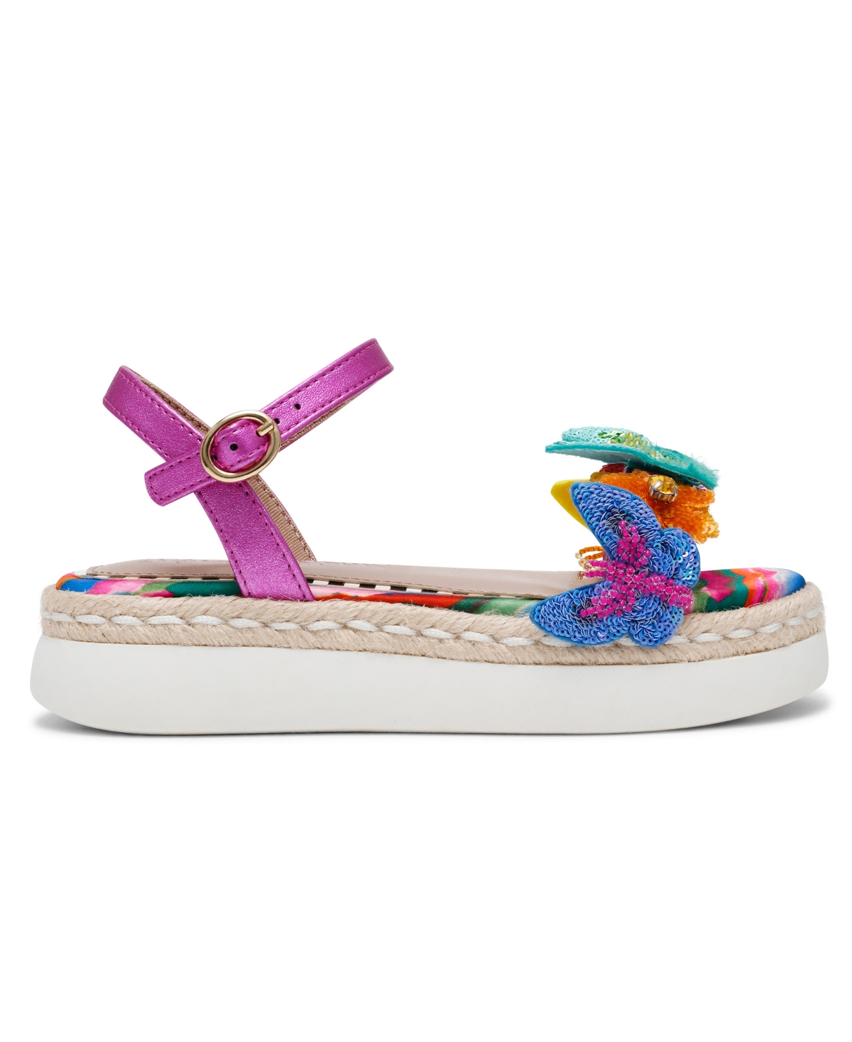 Betsey Johnson Little And Big Girls Emery Platform Butterfly Sandal In Fuchsia Multi