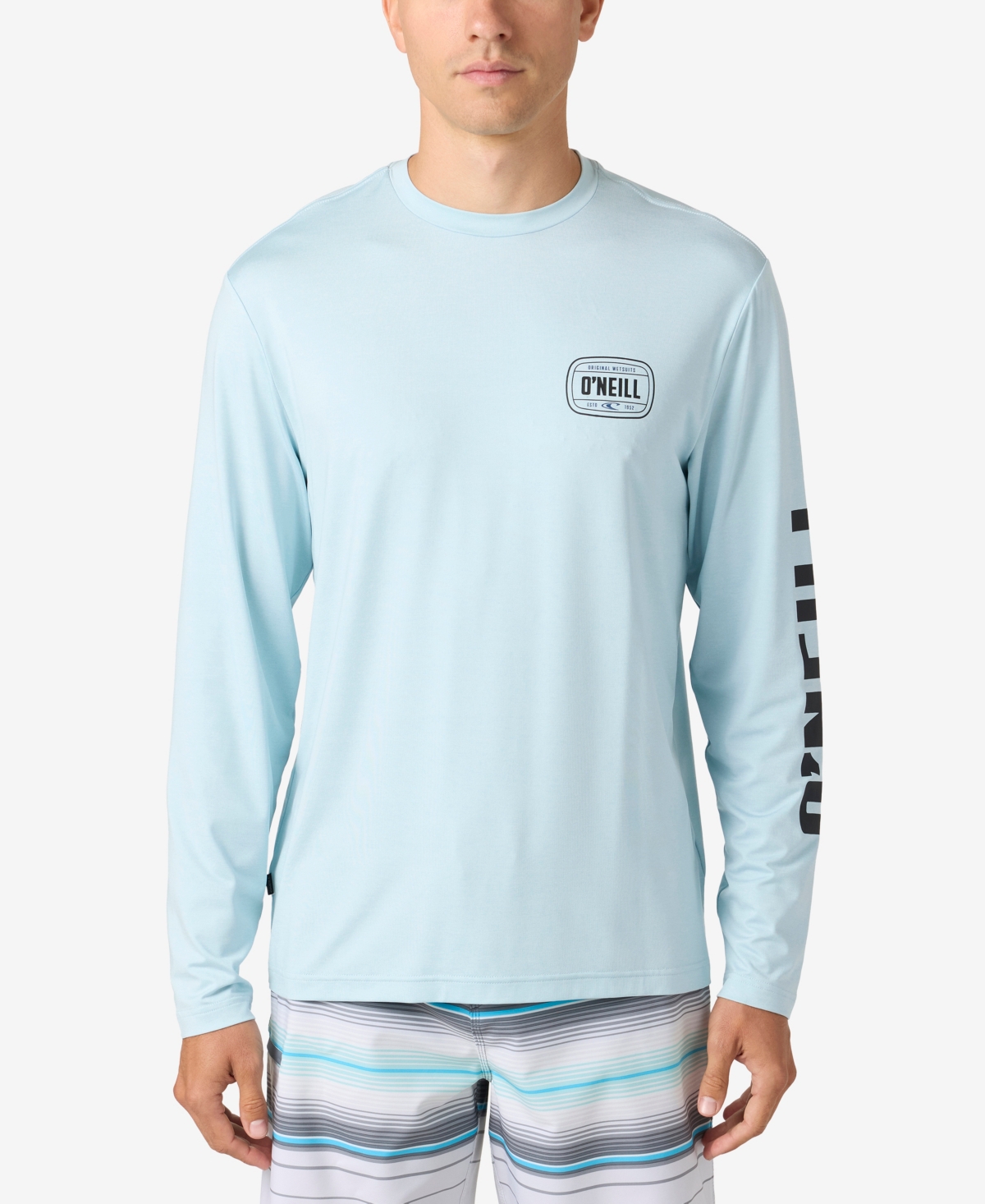 O'neill Men's Traveler Upf Wordmark Long Sleeve T-shirt In Heather Light Blue