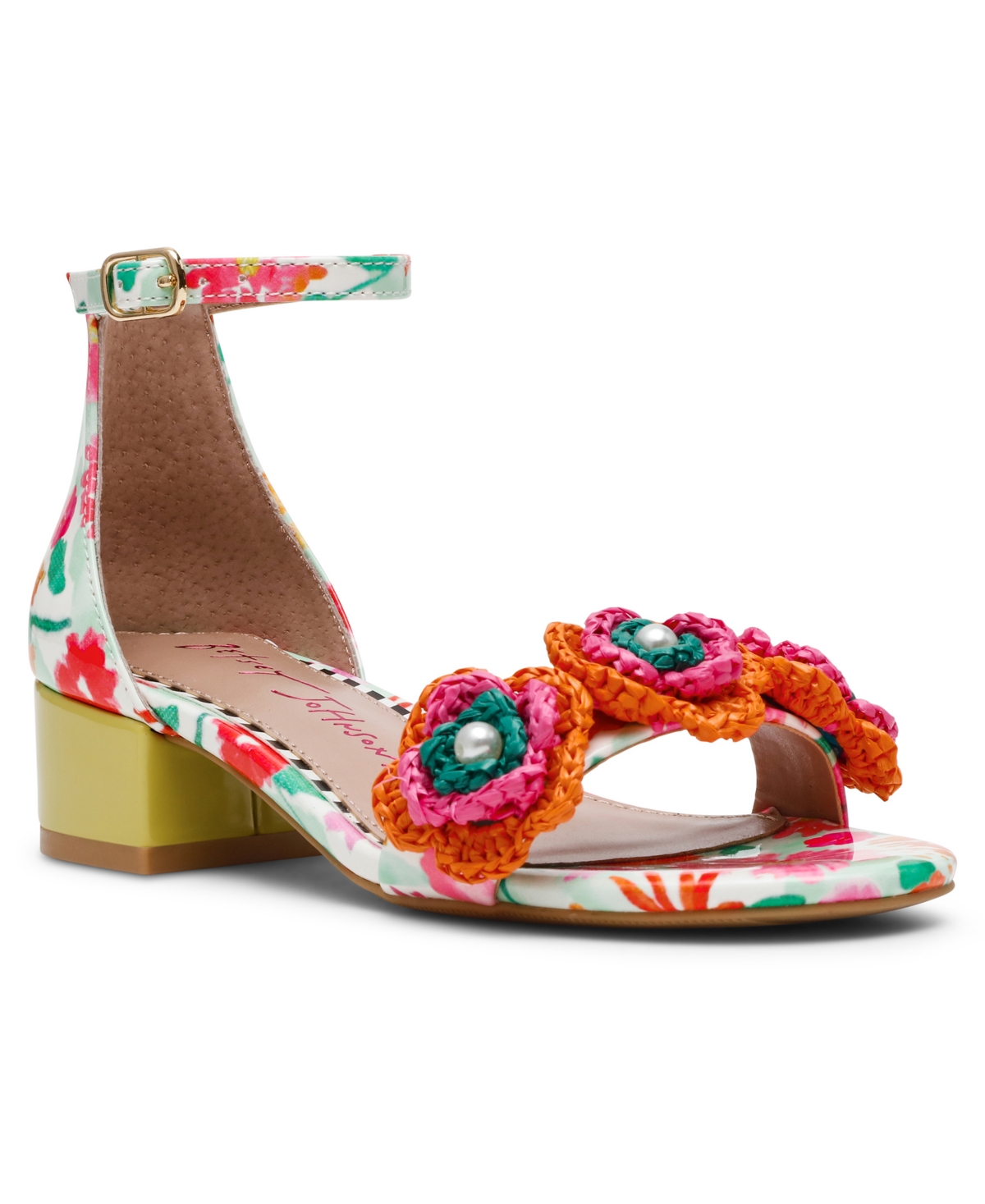 Betsey Johnson Little And Big Girls Brady Crochet Flower Sandal In White Multi