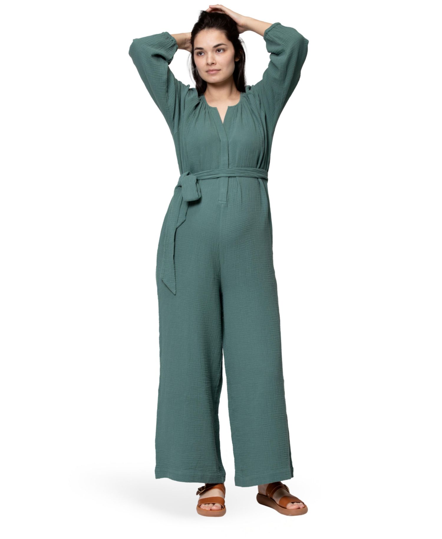Alma Maternity & Nursing Cotton Gauze Jumpsuit