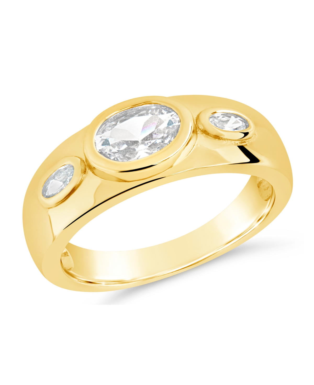 Sterling Forever Soren Oval Cubic Zirconia Statement Ring In Gold