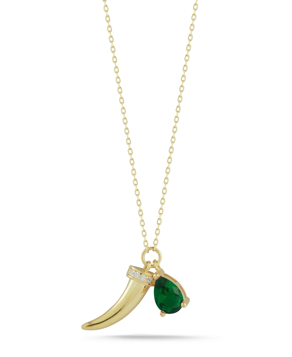 Rachel Zoe 14K Gold Plated Sterling Silver Horn Pendant Necklace - Gold-green
