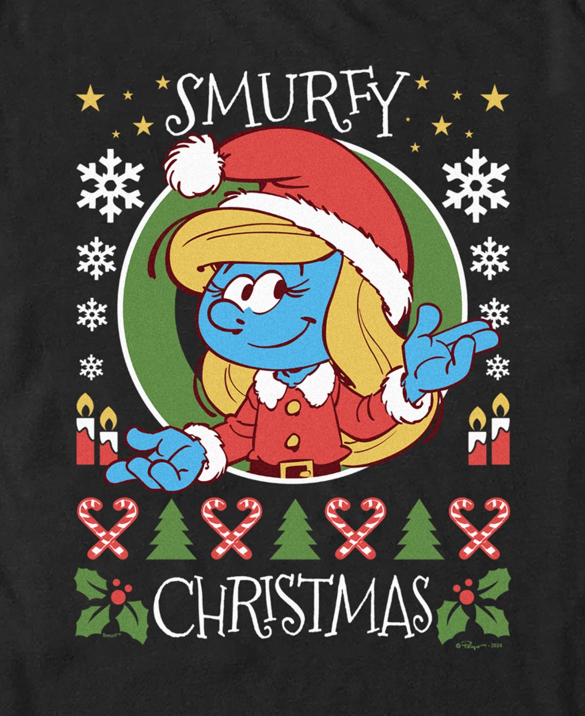 Fifth Sun Men's Merry Christmas Smurfette Short Sleeve T-Shirt
