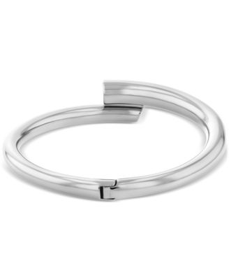Silver-Tone CK Spiral Hinge Bracelet