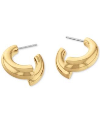 Silver-Tone CK Spiral Curve Drop Earrings