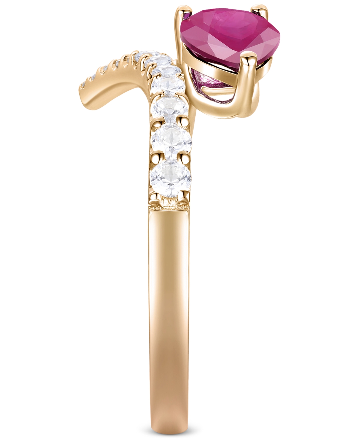 Macy's Emerald (5/8 Ct. T.w.) & Diamond Bypass Ring (1/3 Ct. T.w.) In 14k Yellow Gold (also Available In Ru In Ruby