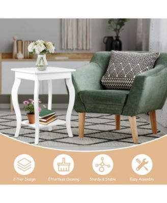 Set of 2 Accent Side Tables with Shelf