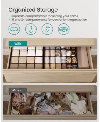 Set of 4 Closet Organizers for Underwear with 80 Cells for Drawer Storage